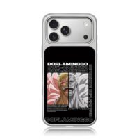 Split Doflamingo One Piece art iPhone 17 Pro Max Electroplated Silver Case1