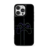 Split neon purple green gamepad iPhone 16 Pro Max Black Case