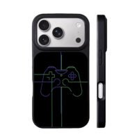 Split neon purple green gamepad iPhone 17 Pro Max Black Case