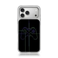 Split neon purple green gamepad iPhone 17 Pro Max Electroplated Silver Case1