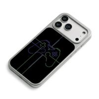 Split neon purple green gamepad iPhone 17 Pro Max Electroplated Silver Case2