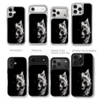 Split wolf mismatched eyes Chris Brown Phone Case Black Electroplated Silver For Iphone 11 To 17