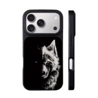 Split wolf mismatched eyes iPhone 17 Pro Max Black Case