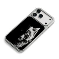 Split wolf mismatched eyes iPhone 17 Pro Max Electroplated Silver Case2