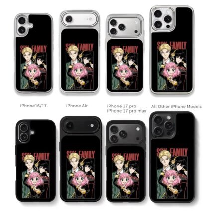 Spy Family Anya Loid Yor anime trio Chris Brown Phone Case Black Electroplated Silver For Iphone 11 To 17
