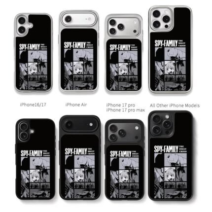 Spy Family panels Anya Lloyd Bond Chris Brown Phone Case Black Electroplated Silver For Iphone 11 To 17