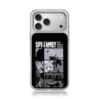 Spy Family panels Anya Lloyd Bond iPhone 17 Pro Max Electroplated Silver Case1