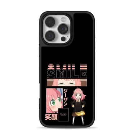 Spy x Family Anya smile Japanese text iPhone 16 Pro Max Black Case