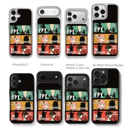Spy x Family Loid Anya Yor art Chris Brown Phone Case Black Electroplated Silver For Iphone 11 To 17