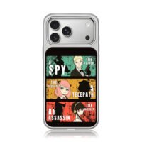 Spy x Family Loid Anya Yor art iPhone 17 Pro Max Electroplated Silver Case1