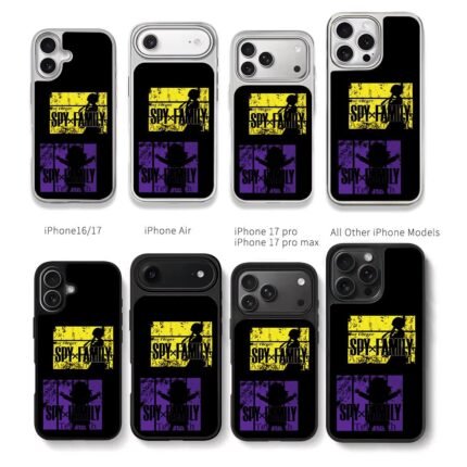Spy x Family Yor Anya silhouettes Chris Brown Phone Case Black Electroplated Silver For Iphone 11 To 17