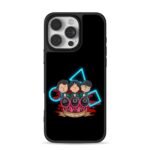 Squid Game cartoon leads neon signs iPhone 16 Pro Max Black Case