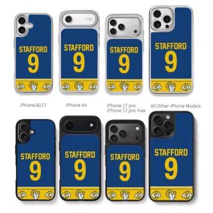 Stafford 9 LA Rams jersey print Chris Brown Phone Case Black Electroplated Silver For Iphone 11 To 17