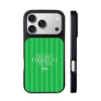 Stake F1 Team green striped print iPhone 17 Pro Max Black Case