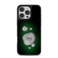 Stake F1 Team water drops green bg iPhone 16 Pro Max Black Case