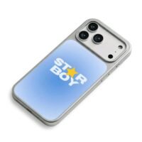 STAR BOY with yellow star on blue iPhone 17 Pro Max Electroplated Silver Case2