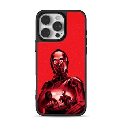 Star Wars C3PO Chewie chess red art iPhone 16 Pro Max Black Case