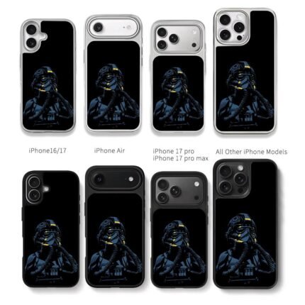 Star Wars TIE pilot blue yellow art Chris Brown Phone Case Black Electroplated Silver For Iphone 11 To 17