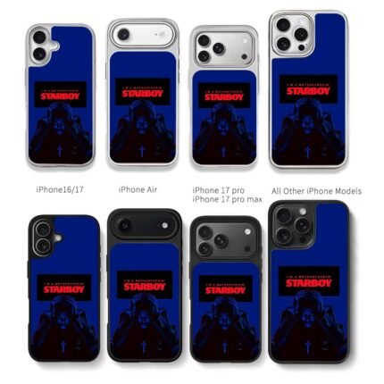 Starboy The Weeknd red text graphic Chris Brown Phone Case Black Electroplated Silver For Iphone 11 To 17