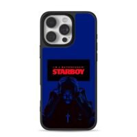 Starboy The Weeknd red text graphic iPhone 16 Pro Max Black Case