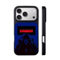 Starboy The Weeknd red text graphic iPhone 17 Pro Max Black Case