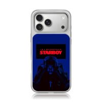 Starboy The Weeknd red text graphic iPhone 17 Pro Max Electroplated Silver Case1