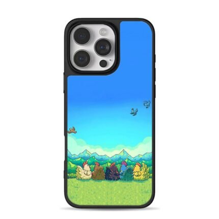 Stardew Valley chickens on grass iPhone 16 Pro Max Black Case