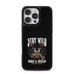 Stay wild bear fish retro art iPhone 16 Pro Max Black Case