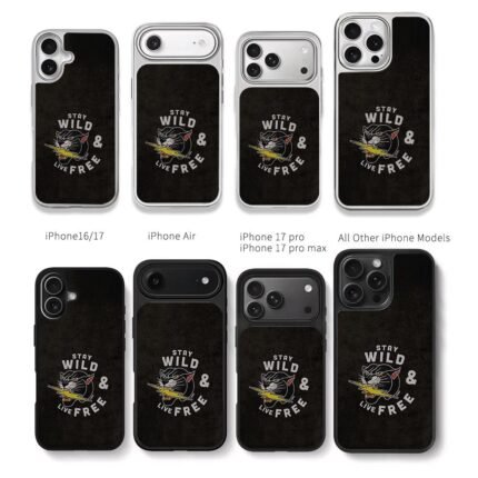 Stay Wild Live Free panther bolt art Chris Brown Phone Case Black Electroplated Silver For Iphone 11 To 17