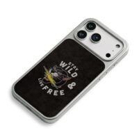 Stay Wild Live Free panther bolt art iPhone 17 Pro Max Electroplated Silver Case2