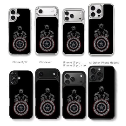 Steve Rogers hero shield art Chris Brown Phone Case Black Electroplated Silver For Iphone 11 To 17