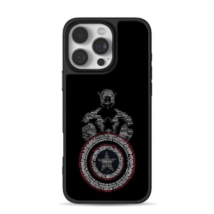 Steve Rogers hero shield art iPhone 16 Pro Max Black Case