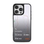 Strava morning run route with stats iPhone 16 Pro Max Black Case
