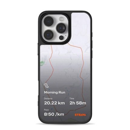 Strava morning run route with stats iPhone 16 Pro Max Black Case