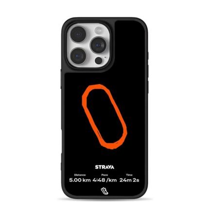 Strava running route map 5km stats iPhone 16 Pro Max Black Case