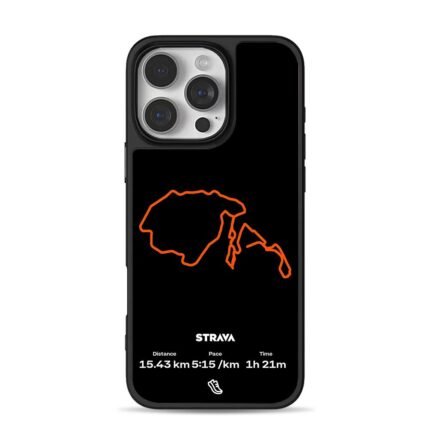 Strava running route workout stats iPhone 16 Pro Max Black Case
