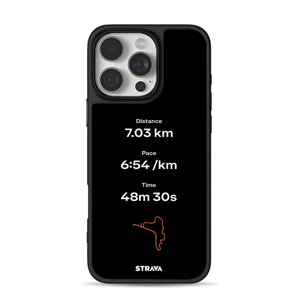 Strava running stats and route map iPhone 16 Pro Max Black Case Strava running stats and route map iPhone 16 Pro Max Black Case
