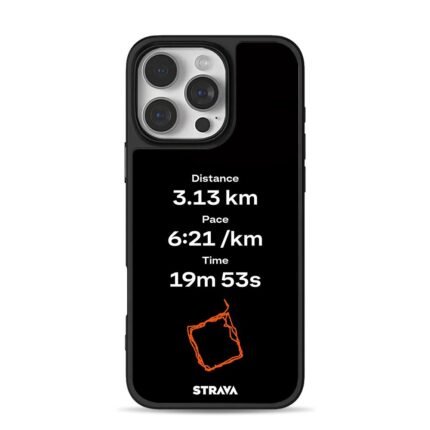 Strava running stats and route map iPhone 16 Pro Max Black Case