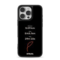 Strava running stats and route map iPhone 16 Pro Max Black Case