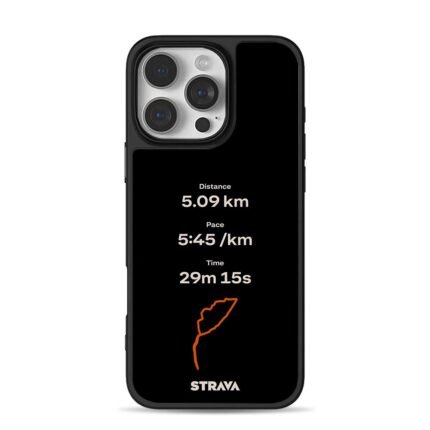 Strava running stats and route map iPhone 16 Pro Max Black Case