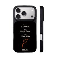 Strava running stats and route map iPhone 17 Pro Max Black Case