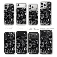 Stray Kids black white collage Chris Brown Phone Case Black Electroplated Silver For Iphone 11 To 17