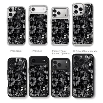 Stray Kids black white collage Chris Brown Phone Case Black Electroplated Silver For Iphone 11 To 17