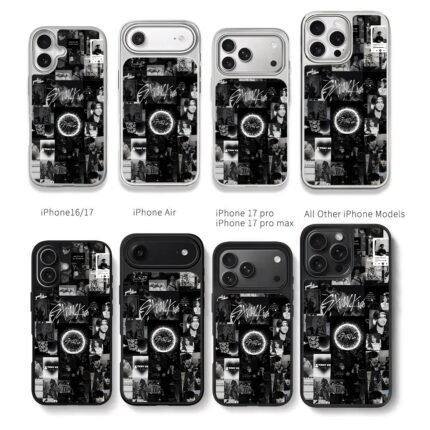 Stray Kids black white idol collage Chris Brown Phone Case Black Electroplated Silver For Iphone 11 To 17