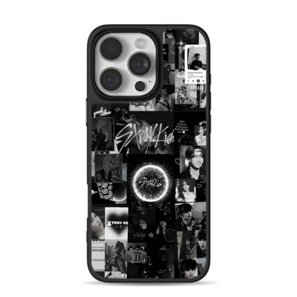 Stray Kids black white idol collage iPhone 16 Pro Max Black Case