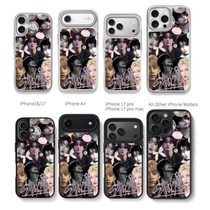 Stray Kids collage with pink decor Chris Brown Phone Case Black Electroplated Silver For Iphone 11 To 17