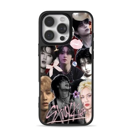 Stray Kids collage with pink decor iPhone 16 Pro Max Black Case