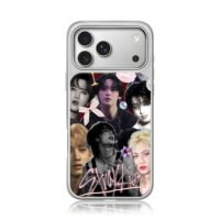 Stray Kids collage with pink decor iPhone 17 Pro Max Electroplated Silver Case1