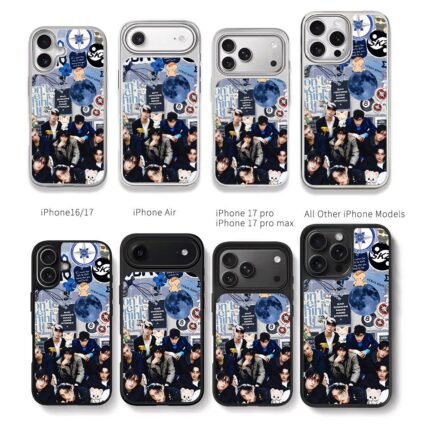 Stray Kids collage with skz logos Chris Brown Phone Case Black Electroplated Silver For Iphone 11 To 17