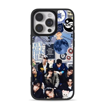 Stray Kids collage with skz logos iPhone 16 Pro Max Black Case